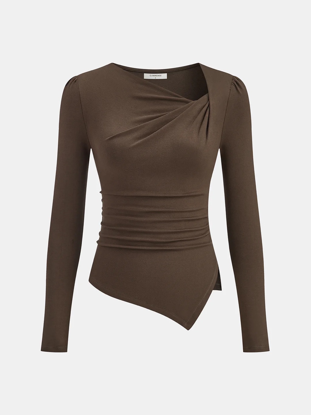61 Asymmetric Ruched Long Sleeve T-Shirt